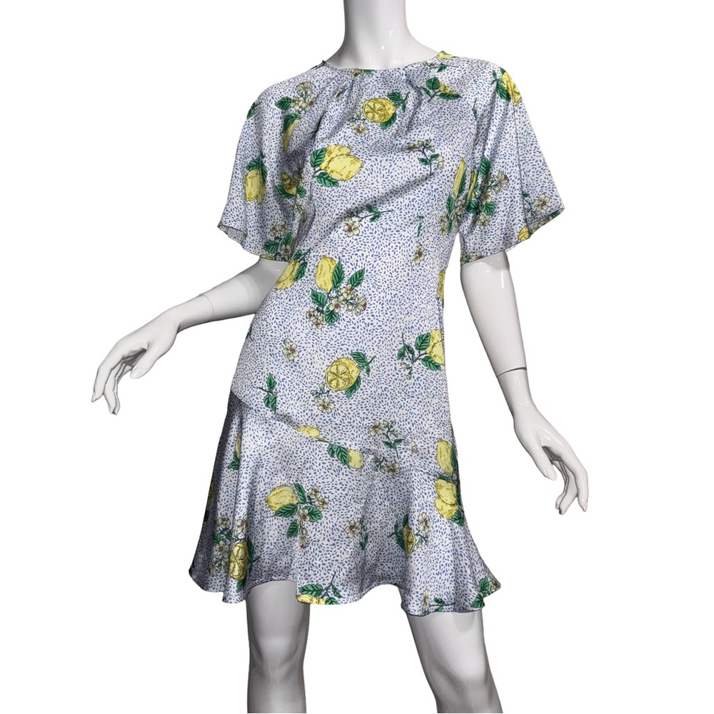 Never Fully Dressed Dainty Lemon Print Silky Mini Dress‎ Coquette Garden Party